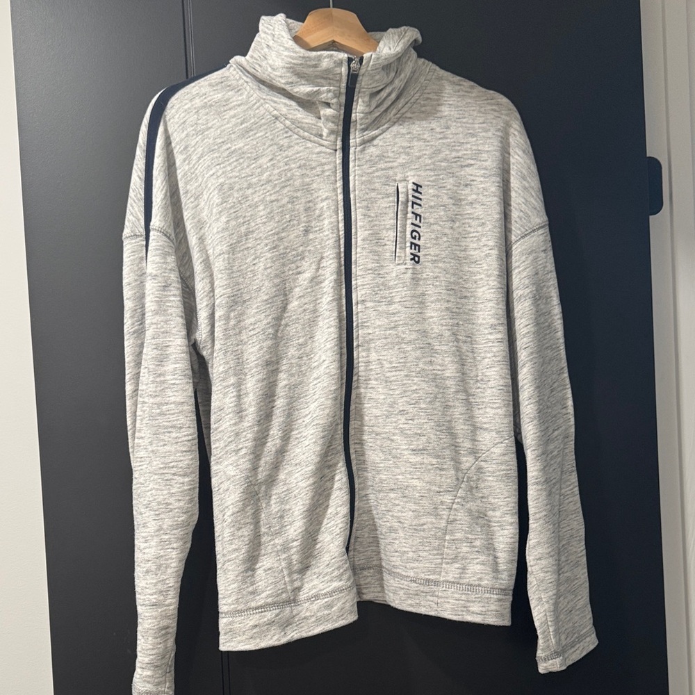 Tommy Hilfiger Red and White Striped Collar Knit